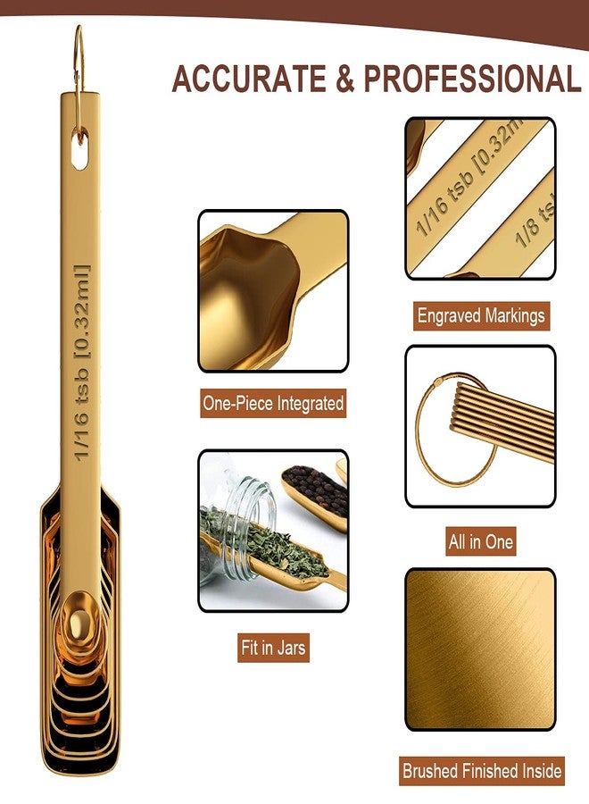 Wildone Copper Plated Measuring Cups & Spoons Set of 21 - Includes 7 Stainless Steel Nesting Measuring Cups, 8 Measuring Spoons, 1 Leveler & 5 Mini Measuring Spoons, Ideal for Dry & Liquid Ingredients - Image 3